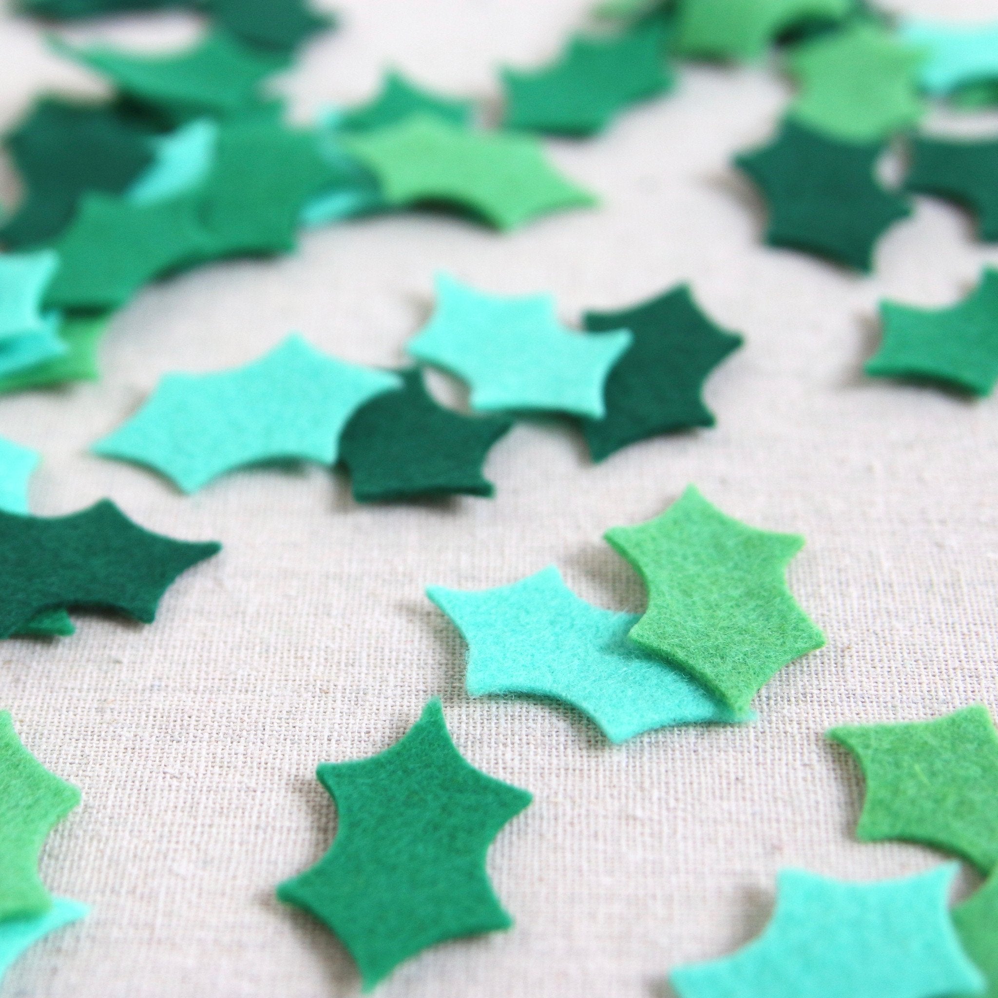 Decorative Teal and Glitter Holly Leaves