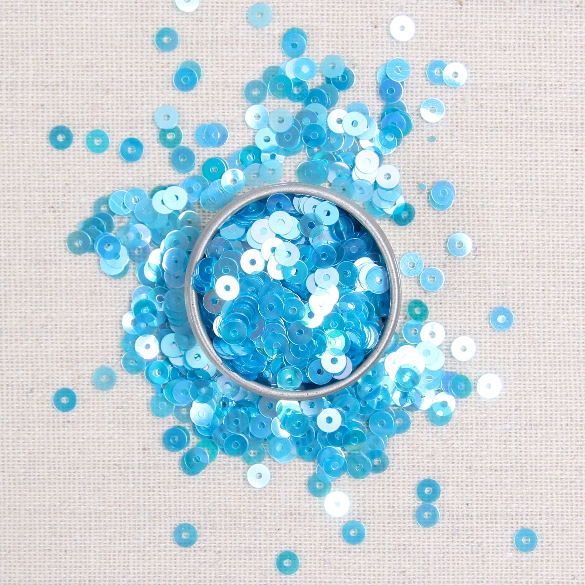 IRIDESCENT BLUE BEADED SEQUIN TRIM 