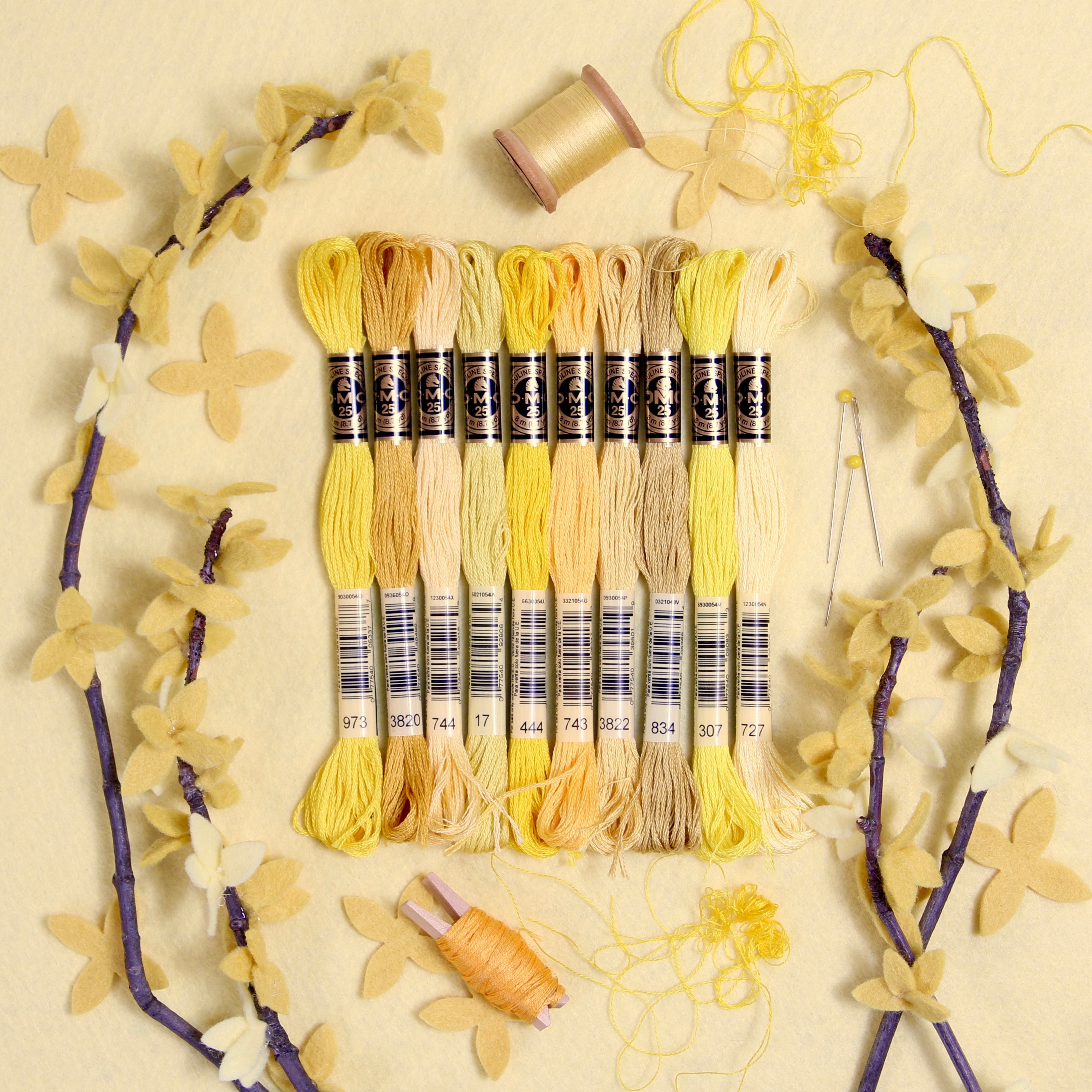 Yellow Rustle - Embroidery Color Palette (With Thread Codes)