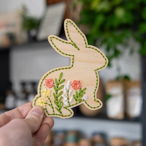 Wood Embroidery Kit, Spring Bunny